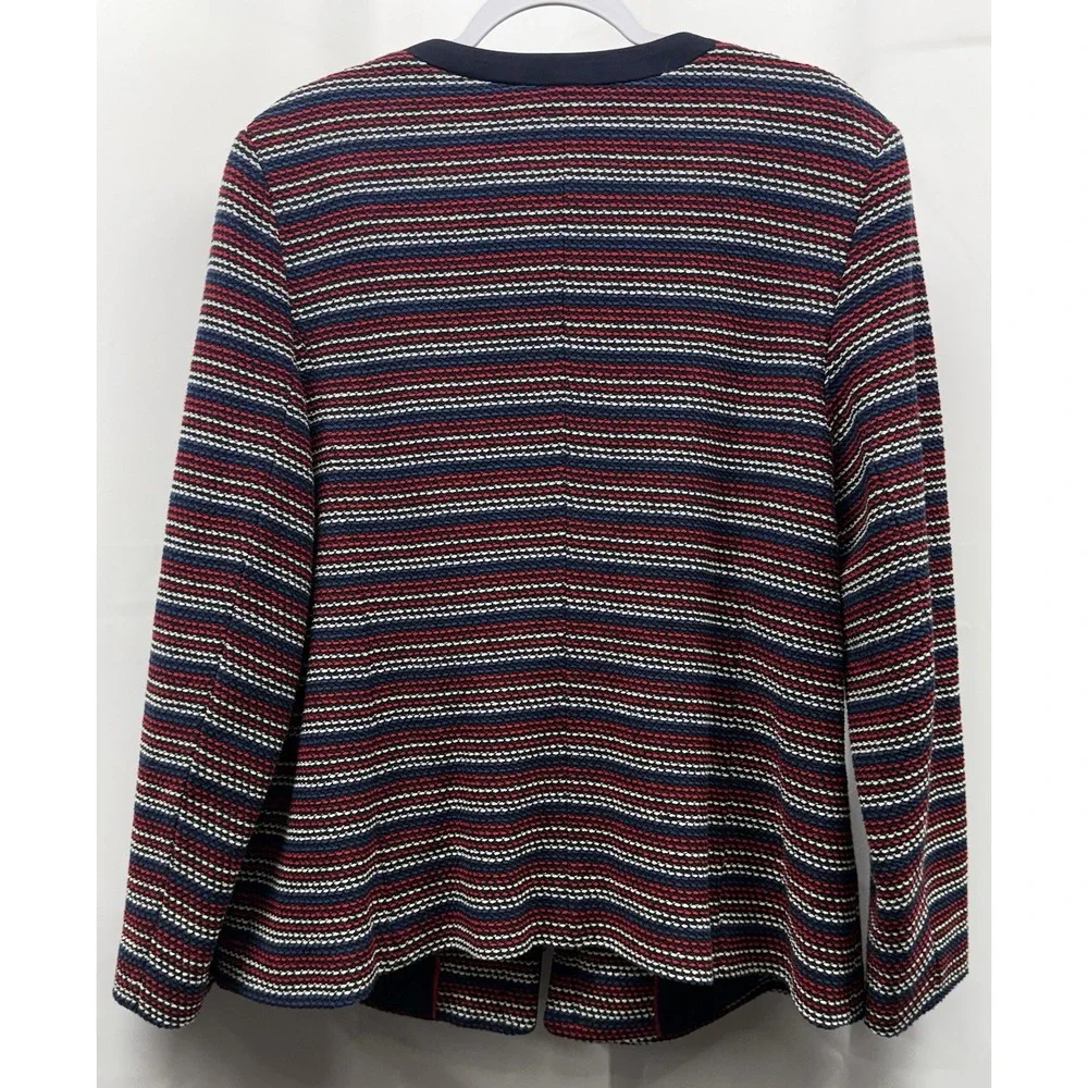 Talbots Plus Size X Blue Red Stripe‎ Tweed Enameled Pocket Buttons Hook & Eye
